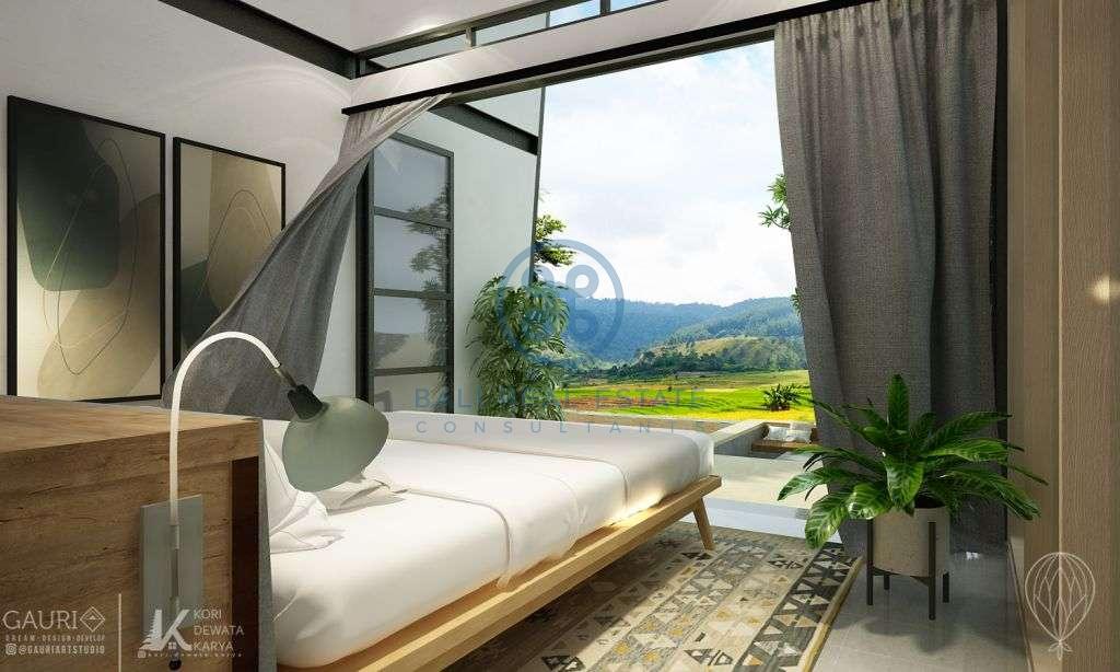 bedroom rice field view loft villa near canggu for sale rent